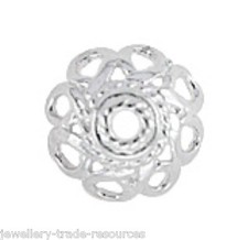 1x 925 sterling silver 9.4mm Round Filigree Bead Caps with 1.2mm Hole