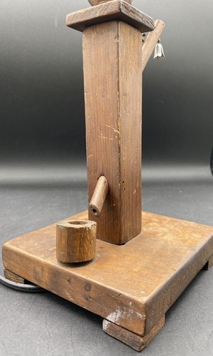 Antique wood Handmade Water Well Pull Chain Table Lamp Rusic Farmhouse Decor 9" - Picture 9 of 12