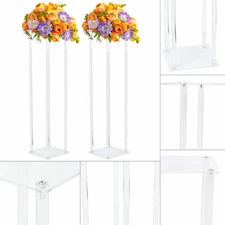 2PCs 60/80cm Acrylic Tabletop Flower Stand Centerpieces Wedding Decor Clear Rack