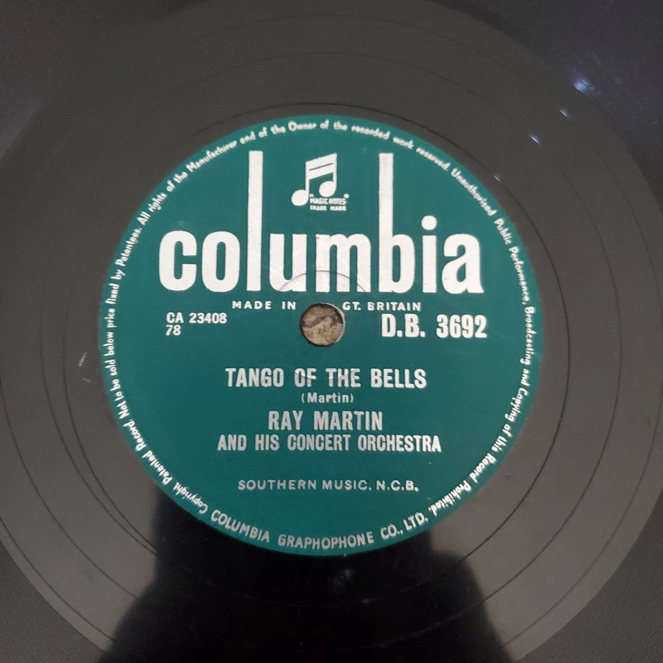 IMPORT Ray Martin Tango Of The Bells/Summertime In Venice 10" COLUMBIA DB-3692 - Image 2 of 4