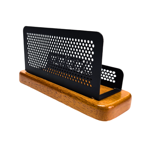 Newell Office Products Business Card Holder Mesh w/ Wood Base - Picture 3 of 4