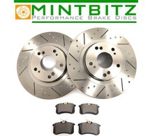 Dimpled Grooved Front Brake Discs & Pads Compatible with Subaru WRX 2.5 STi 10-