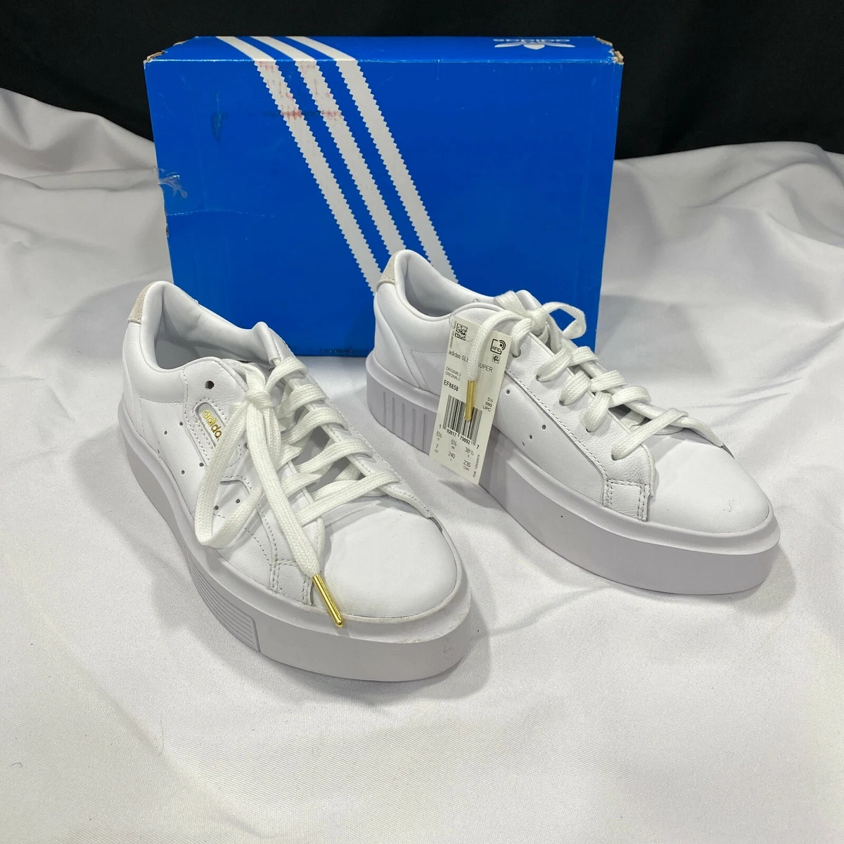 Adidas Womens Sleek Super EF8858 White Sneaker Shoes Low Top Lace Up Size | eBay