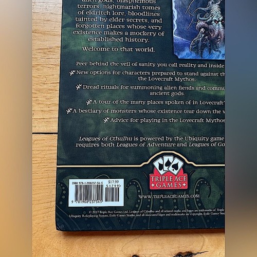 Leagues of Cthulhu Triple Ace Games RPG Ubiquity Wiggy Wade Williams TAG20301 - Foto 11 di 12