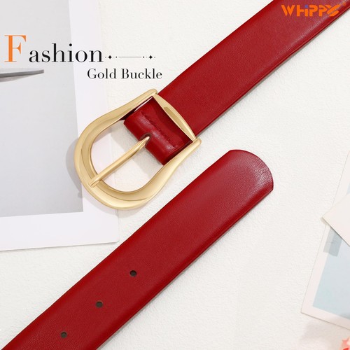 Women's Leather Belt for Jeans Pants Dresses Casual Fashion Waist Belt with G... - Picture 3 of 7