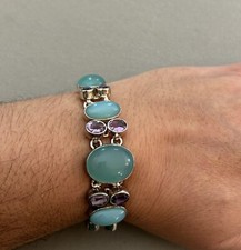 Chalcedony And Amethyst 925 Bracelet From India 681098