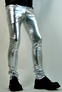 silver skinny pants