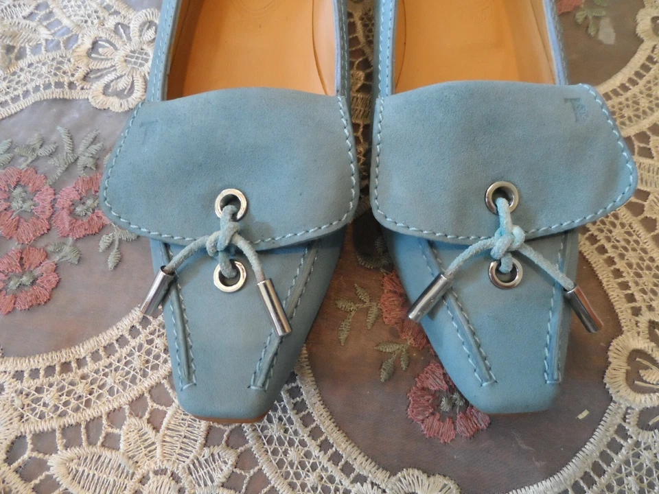 Mocasines Tod's de cuero gamuza azul verdoso talla 5,5 M Foto 3 de 4