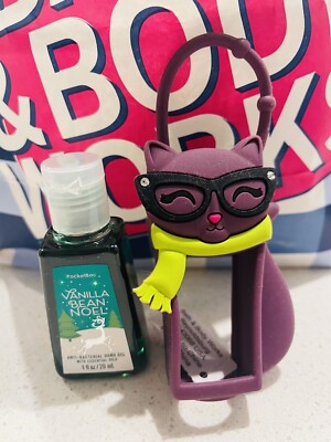 New Bath & Body Works PocketBac Holder Genius Cat + Sanitizer Hand