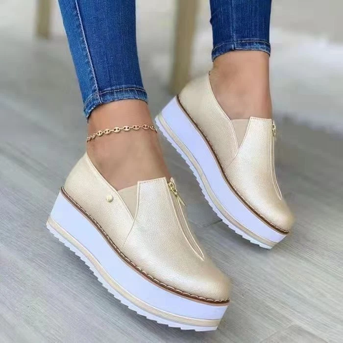 Women Casual Platform Comfy Shoes Wedge Heel Slip On Trainers Sneakers