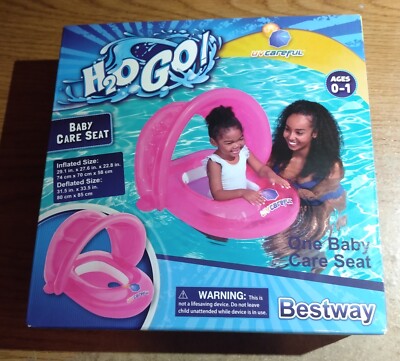 H2O Go! PINK Baby Care Seat Pool Float 50+ UPF Protection Detachable Sun Shade