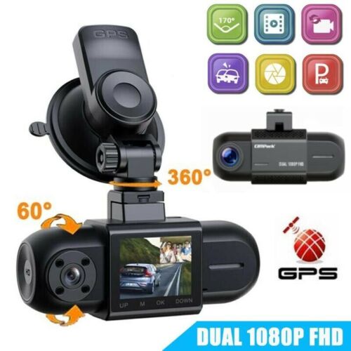 Campark 1080P Dashcam Autokamera Dual Objektiv Video Camcorder GPS Nachtsicht - Afbeelding 1 van 7
