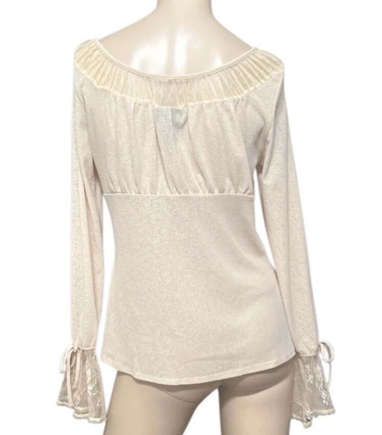 Blusa Campesina Lechera De Colección Express Boho Cottage Babydoll Manga Campana Y2K Angel Foto 3 de 4