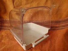 Splash Bird Bath for Birdcage with Perch Attaches over Door Clear and White NEW