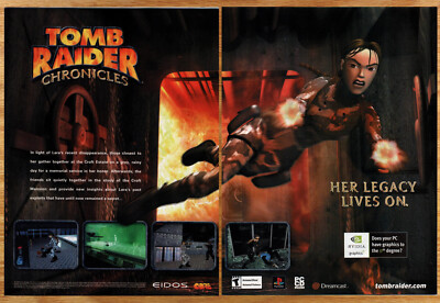 Tomb Raider Chronicles Lara Croft Eidos -2 Page Game Print Ad Poster Art 2000