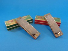 VINTAGE 2 HERO HARMONICAS UC007  MADE IN CHINA  WITH ORIGINAL BOXES  NOS