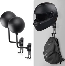 2x Wall Mount Motorcycle Helmet Rack Holder Hook Hanger Stand Display Universal
