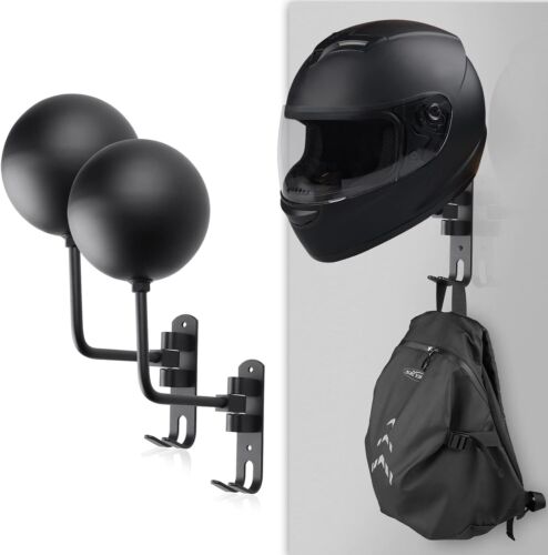 2pcs Motorcycle Helmet Holder Hook Jacket Coat Hanger Wall Mount Rack - Foto 1 di 8