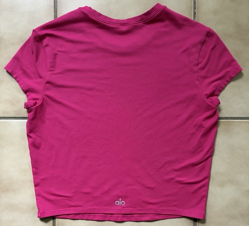 Alo Yoga Alosoft Women’s Crop Top Crewneck Finesse Short Sleeve Pink Top Sz *S*