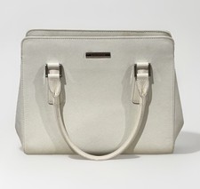 Burberry Women  s Medium White Leather  Nova Check Tote Handbag