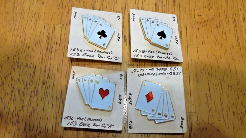 Vintage Enamel Novelty Pin Playing Cards 4 suits