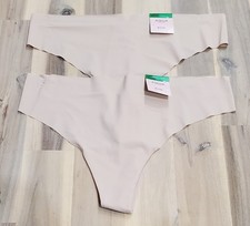 Aqua Intimates Women's Chai Colored Microfiber Thong Large Lot of 2