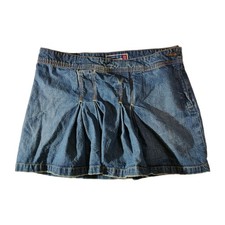 Old Navy Vintage Y2K Blue Jeans Denim Midi Pleated Skirt Medium Wash Size 8
