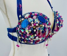 Completo per danza del ventre composto da reggiseno e cintura di AMALIA DESIGN, completo per danza del ventre, vestito da ballo, costume orientale, costume Raks Sharki, base per danza del ventre