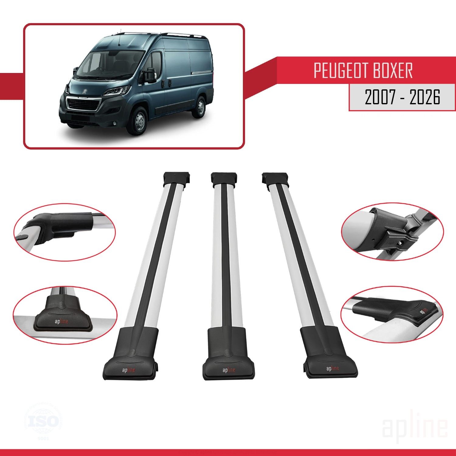 Barres de toit utilitaire Peugeot Boxer 2 2007-2026 rail de toit alu galerie FLY