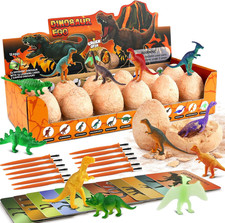 Dino Egg Dig Kit 12 Unique Eggs with Glow in Dark Color Change Golden Dinosaur,