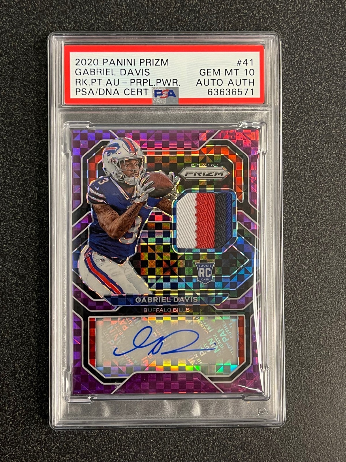 Gabriel Davis Panini Prizm Rookie Patch Autographs #41 Purple Power