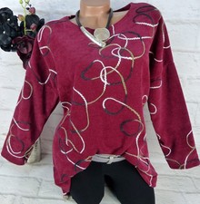 ITALY Sweatshirt Shirt Kleid Pullover Tunika Bluse Cord Look Rot XL 42 44 46