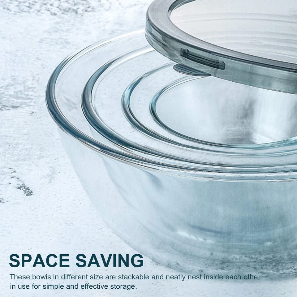 Glass Mixing Bowls with Lids, 4 Packs Glass Bowl Set, Nesting Bowls for Meal ... - Image 4 of 4