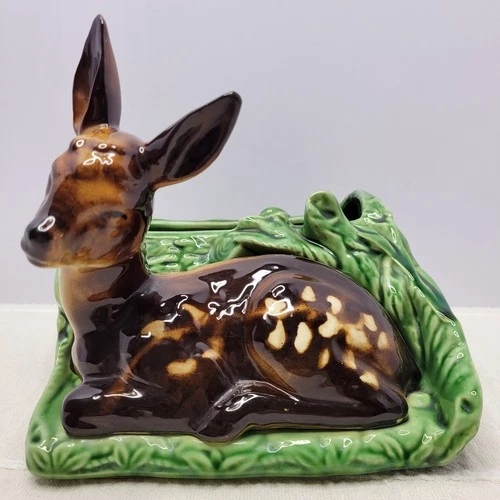 VTG 50’s Shawnee Pottery USA 766 Spotted Baby Deer Planter Maximalist Cottage