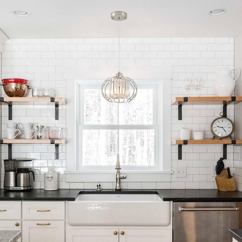Brushed Nickel Pendant Light Fixtures, Modern Crystal Hanging Ceiling Light, ... - Picture 9 of 9