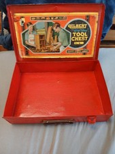 Vintage AC Gilbert Metal Box Case Big Boy Tool Chest Only Good Graphics Solid 