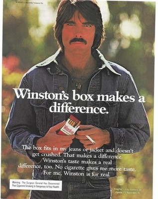 1975 Winston Cigarette Print Magazine Ad Rugged Handsome Man Smoking Pinup