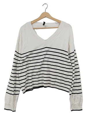 H&M Pull Femme Blanc Rayé Viscose (EU 38, INT M) - Photo 1/4