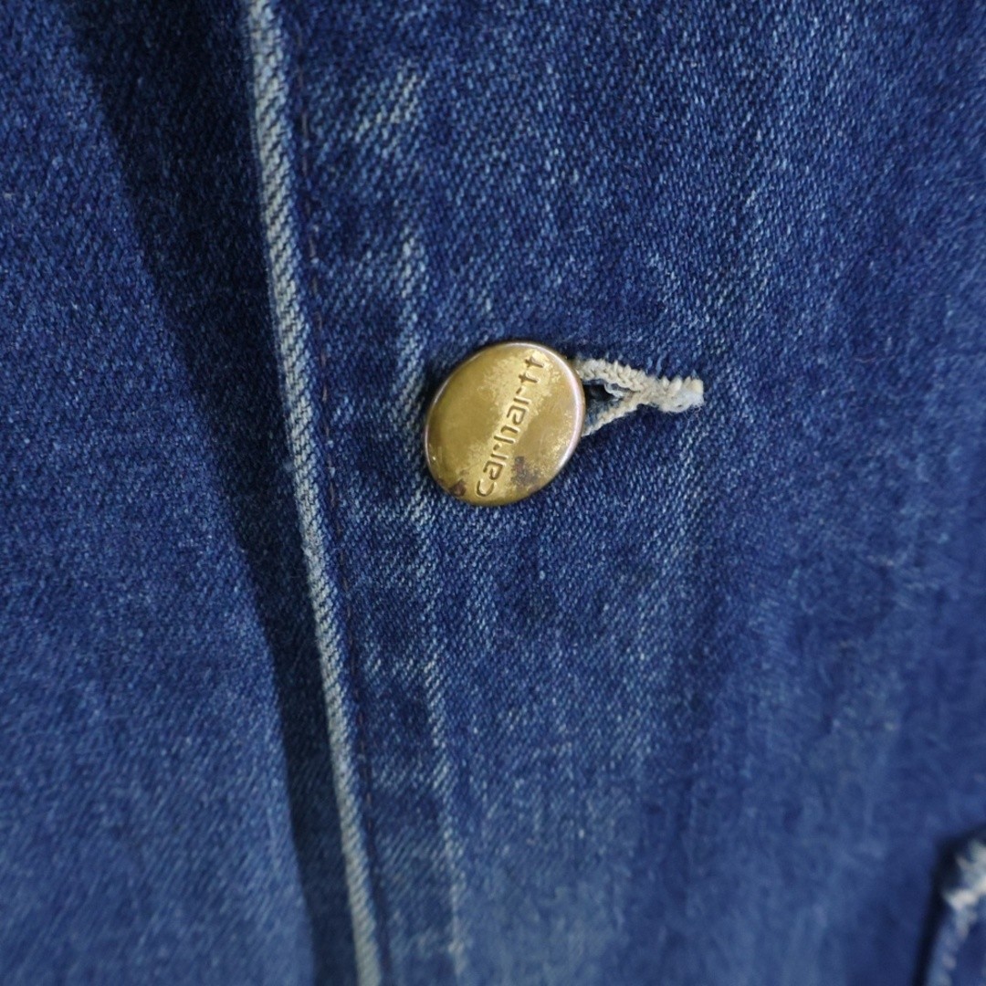 CARHARTT DENIM COVERALL Star Tag Lined Blanket Michigan Chore Coat Indigo Used 6 thumbnail 6