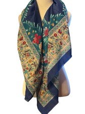 Italian Floral Lg 46  Scarf Head Neck Wrap Vintage Made In Italy Polyester