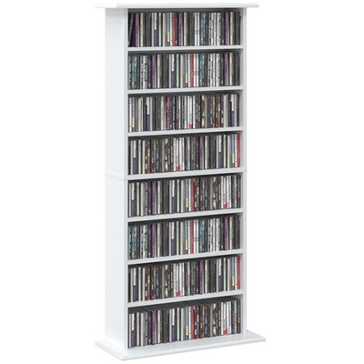 CD DVD-Regal für 360 CDs/185 DVDs/185 Blu-rays mit 8 Ebenen, 8 Fächer, Weiß