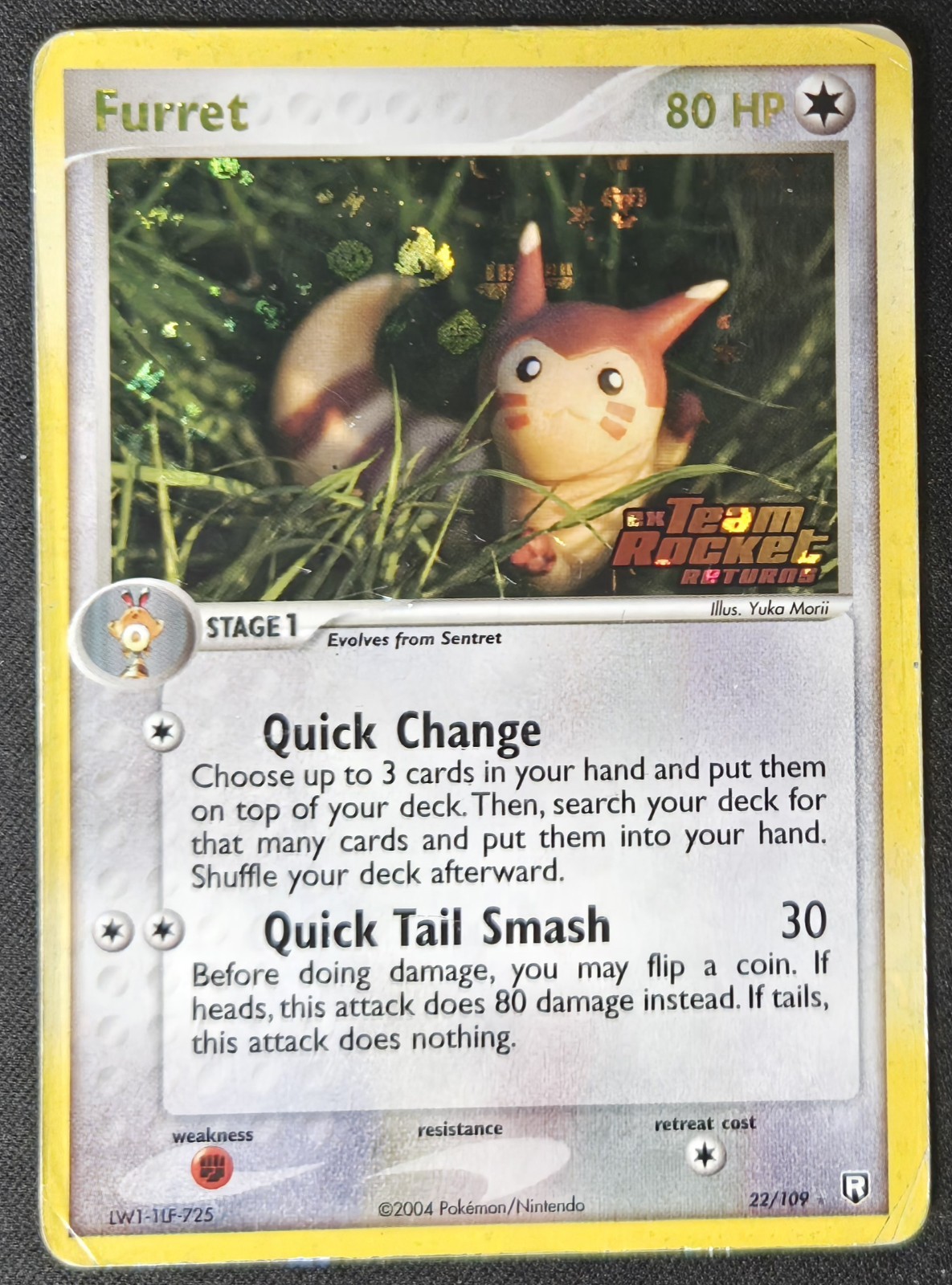 Furret 22/109 EX Team Rocket Returns Stamped Rev. Holo Rare Pokémon 2004 HP/DMG