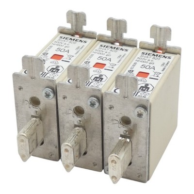 3x Siemens 3NA7 820 3NA7820 50A 500V Sicherungseinsatz / Fuse insert -unused-