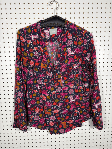 Maeve Anthropologie floral moonflower Henley size 6