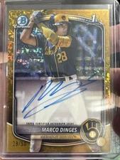 2025 Bowman Chrome Marco Dinges #CPA-MD 1st Bowman Auto Gold Mini Diamond /50