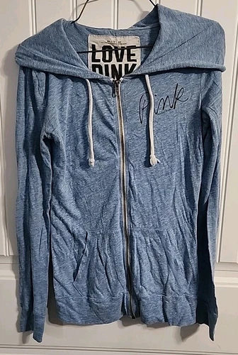 UNDERCOVER Felpa con cappuccio e zip Victoria Secret Love rosa XS blu