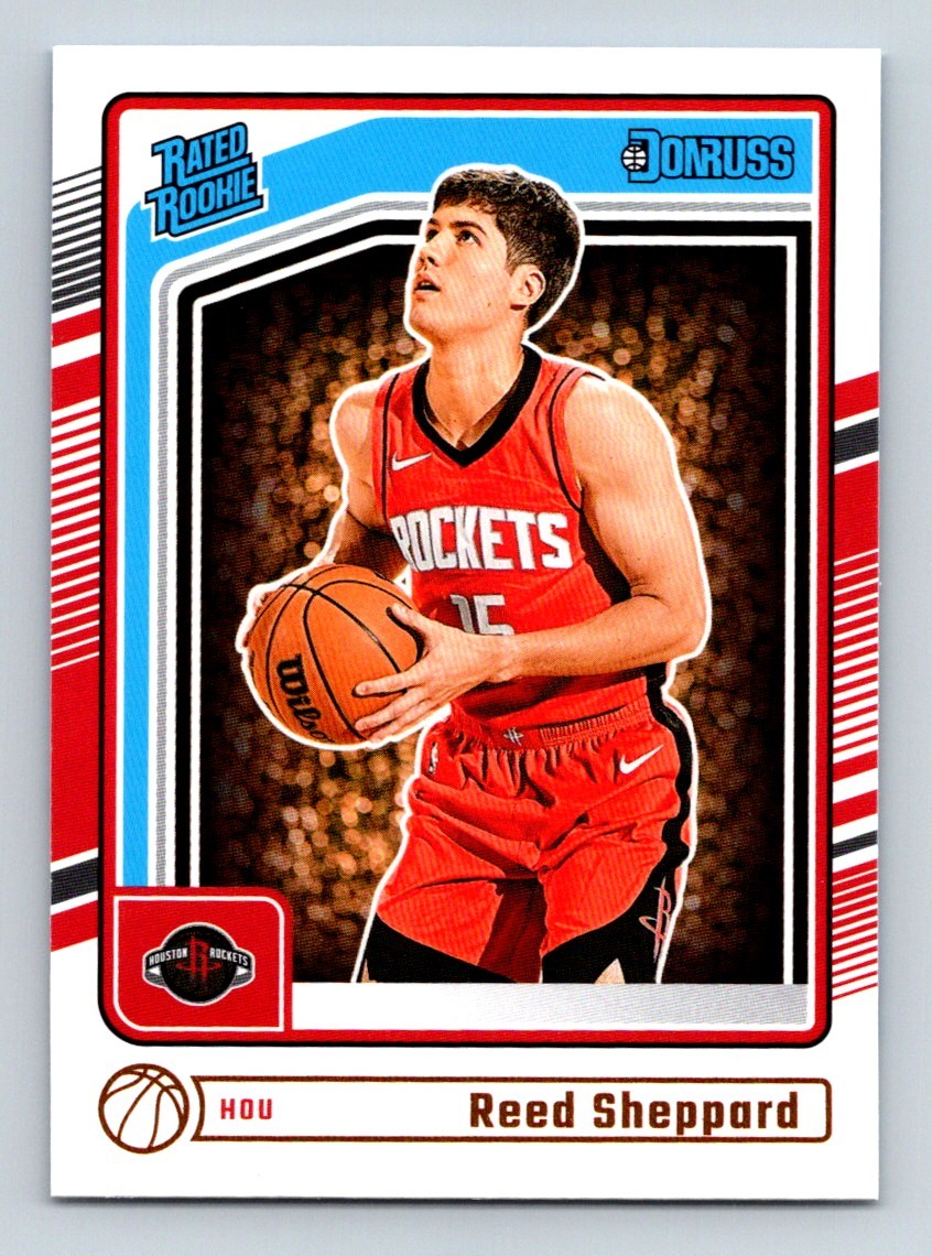 #202 Reed Sheppard 2024-25 Donruss Rated Rookie Base ++ RC Rockets