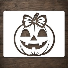 Happy Pumpkin With Bow Reusable Mylar Stencil for DIY Wall Art Stencil Template