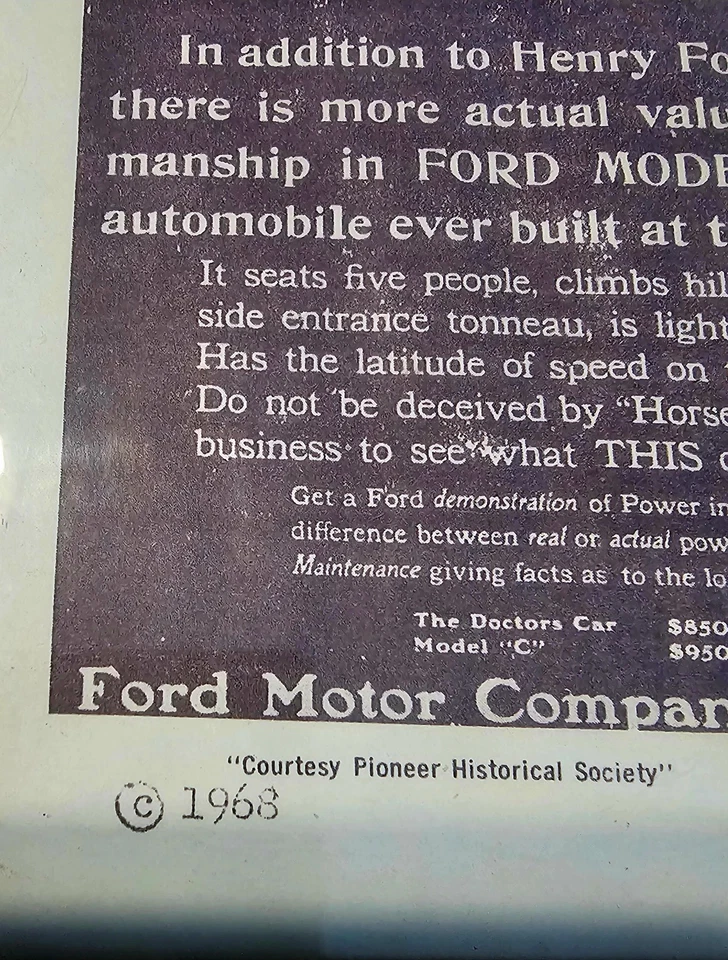 1969 Reproduction of Ford Motor Advertisement. Framed. Great Condition - Image 3 of 4