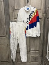 Adidas Track Tribe Windbreaker Tracksuit Jacket Pants l Preowned l Large l White